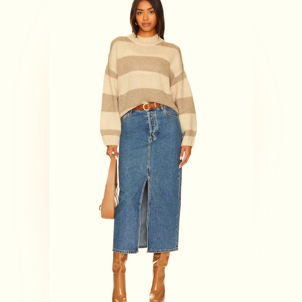 Rolla’s Chicago Midi Denim Skirt in Mid Vintage Blue NWOT Size 26